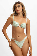 Lana Bağlamalı Bikini Üstü / Yeşil Çiçek