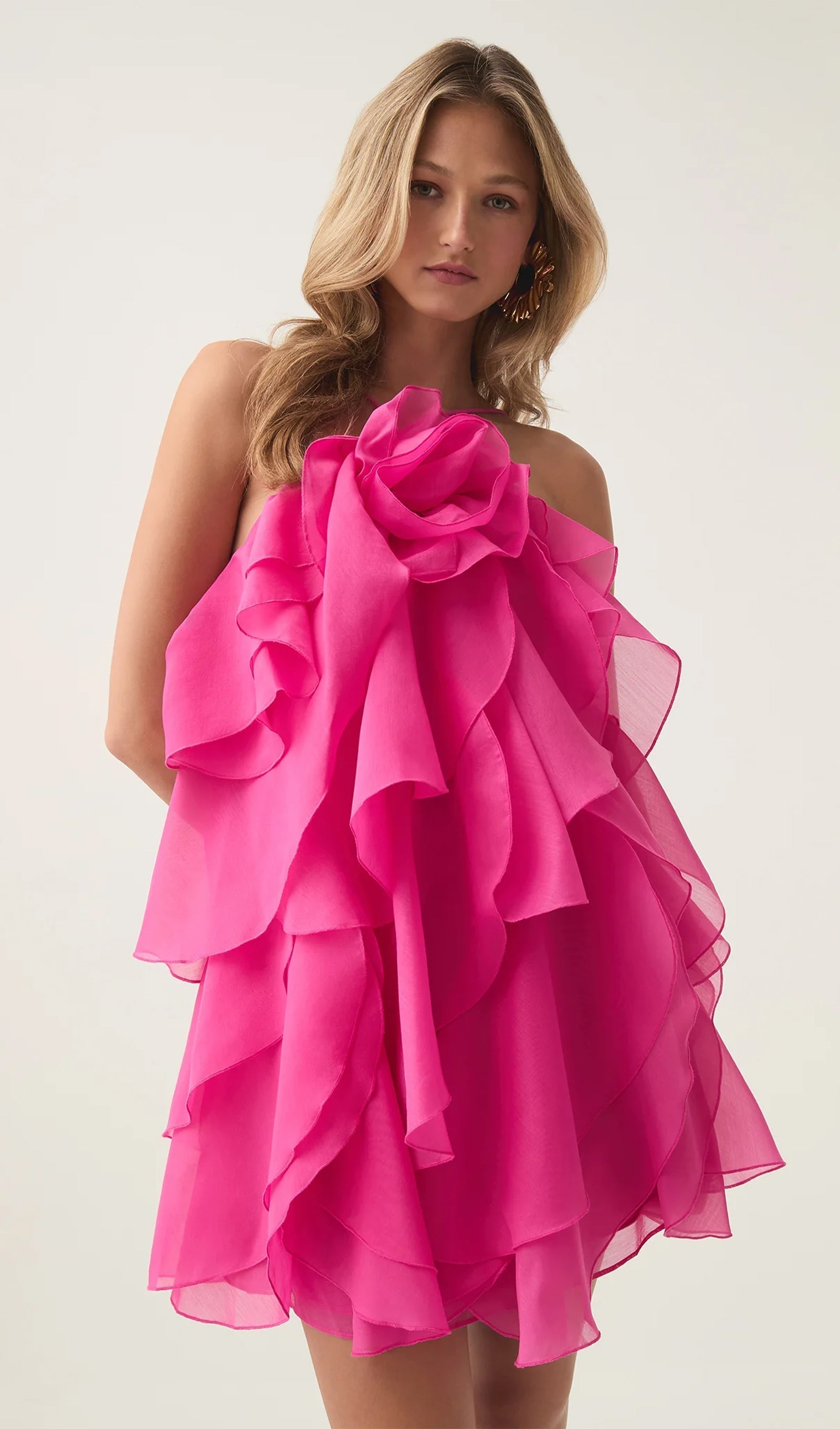 Askılı Katmanlı Mini Elbise