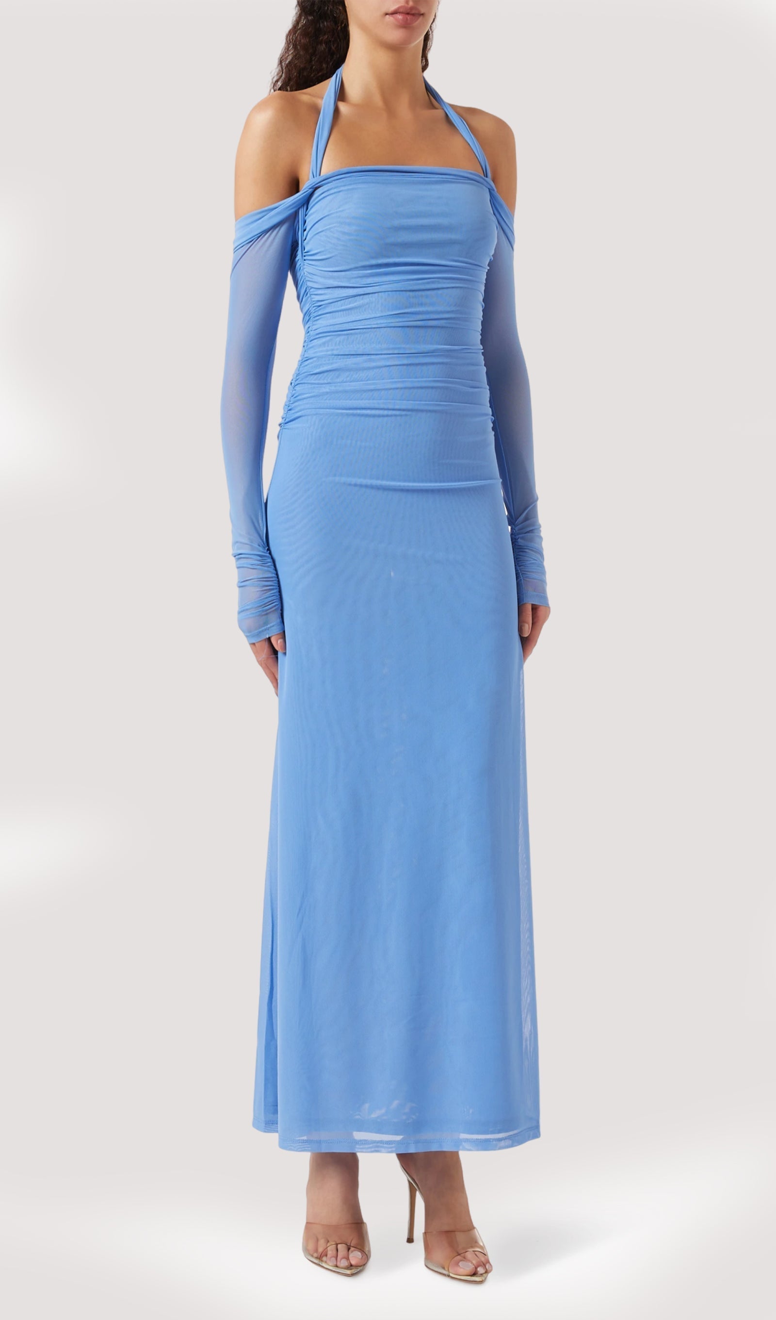 Halter File Uzun Elbise