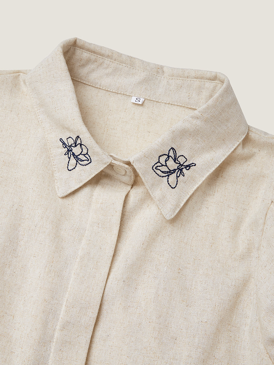 Floral Nakışlı Geniş Paça