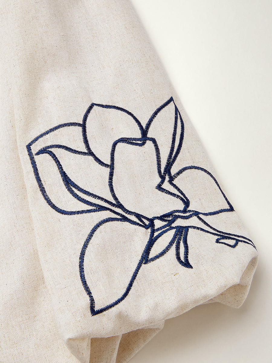 Floral Nakışlı Geniş Paça