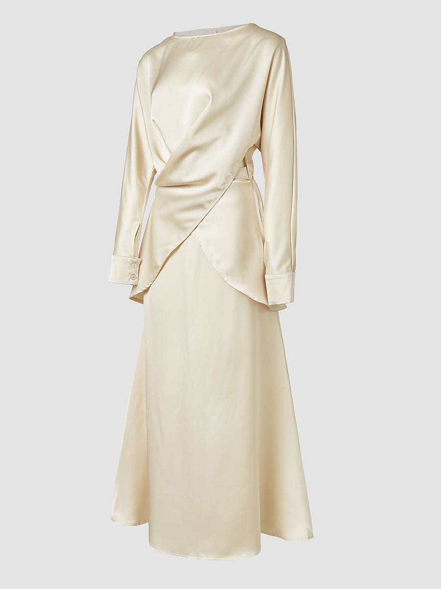 Zarif Çapraz Bağlamalı Düz Etek Takımı