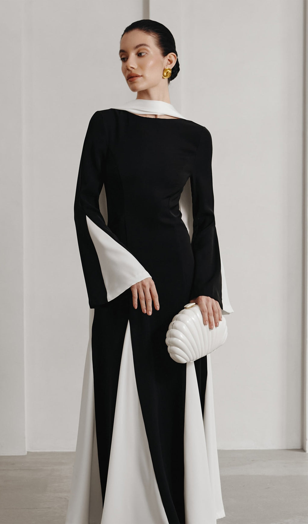 Örme Üçgen Ek Parçalı Uzun Elbise