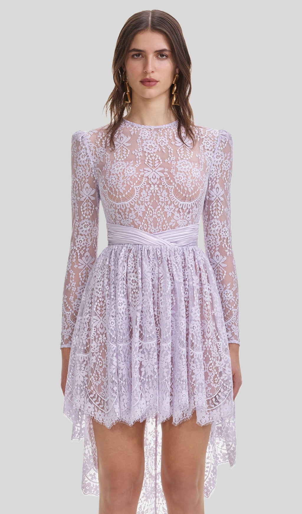 Dantel Büzgülü Etek Ucu Mini Elbise