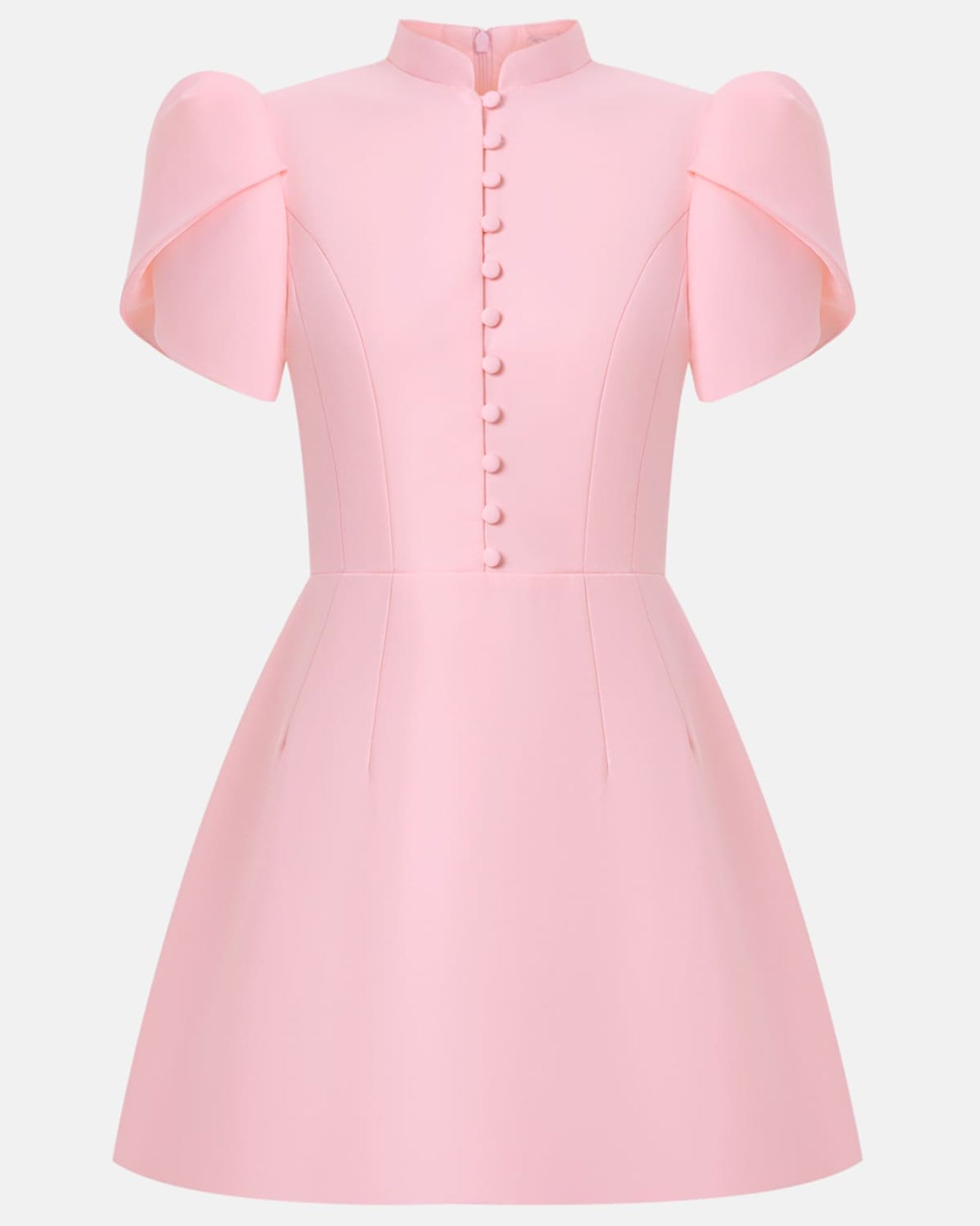 Pembe Yüksek Yaka Mini Elbise