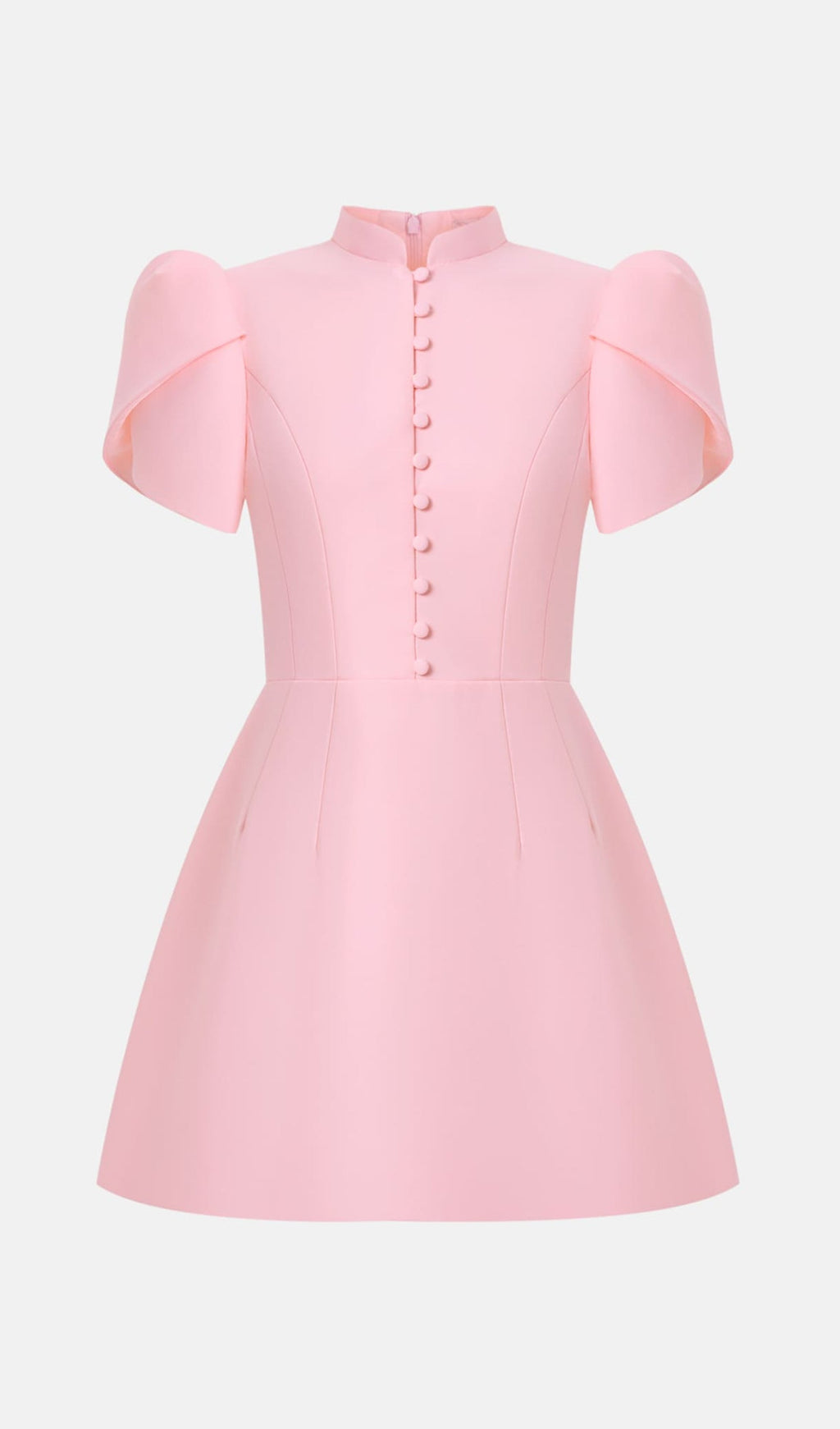 Pembe Yüksek Yaka Mini Elbise