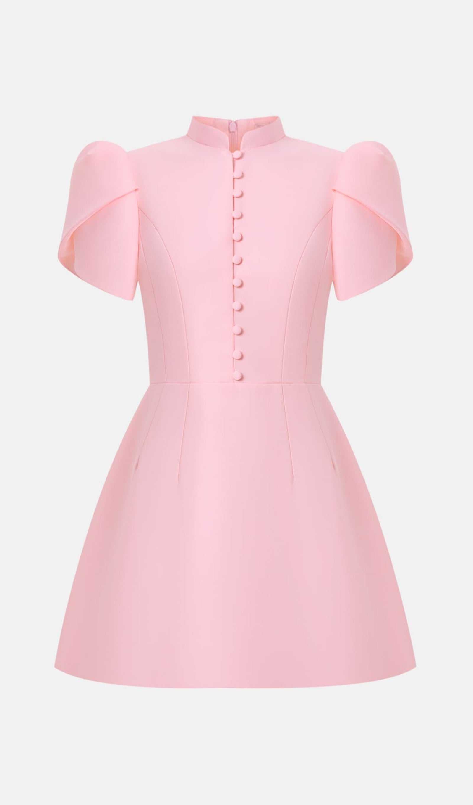 Pembe Yüksek Yaka Mini Elbise