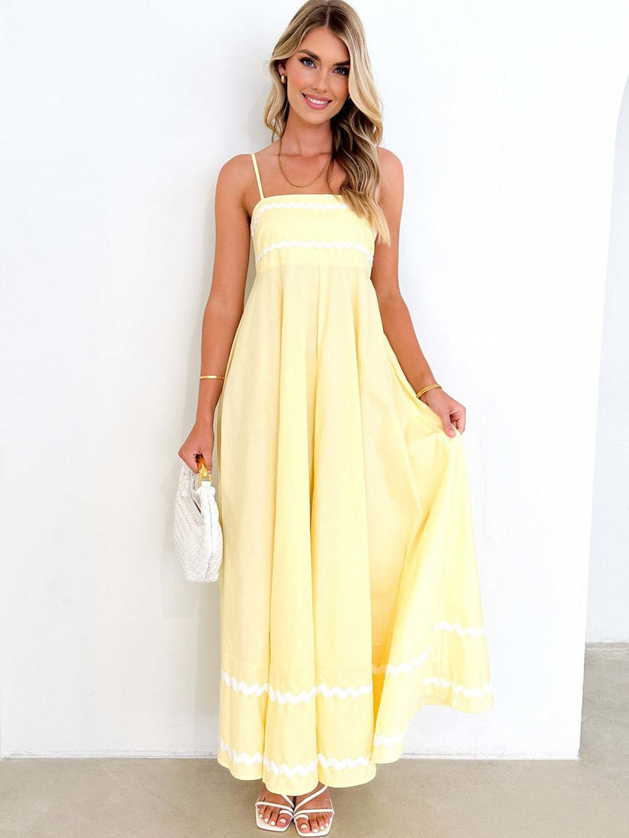 İnce Askılı Sırtı Açık A Kesim Uzun Elbise