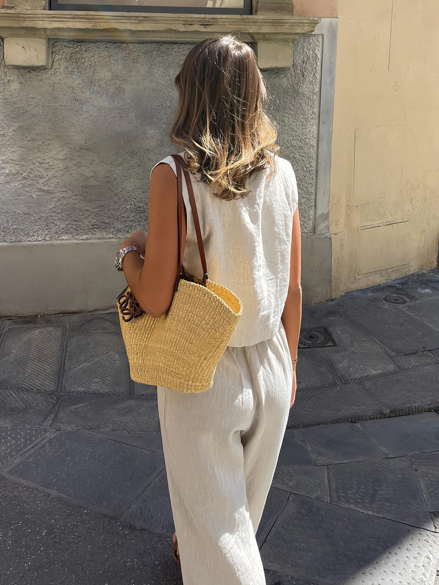 Yelekli Geniş Paça Takım