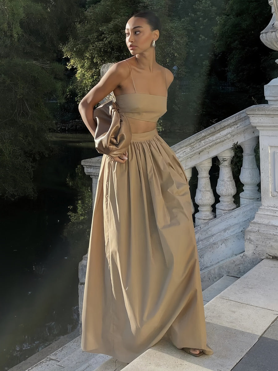 Askılı Maxi Etek Takımı