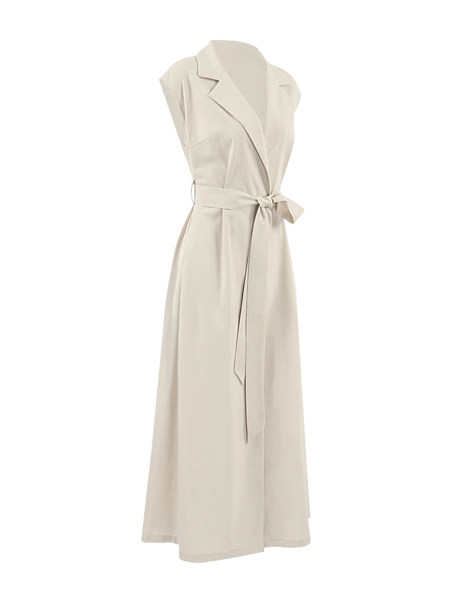 Düz Şal Yaka Yırtık Midi Elbise