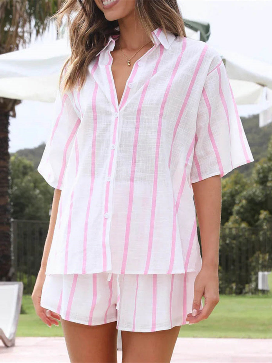 Çizgili Şort Takımı