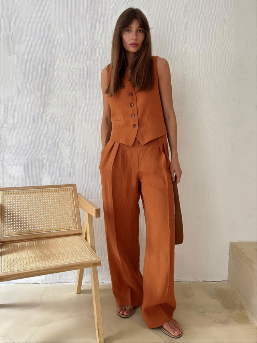 Düğmeli Yelek-Pantolon