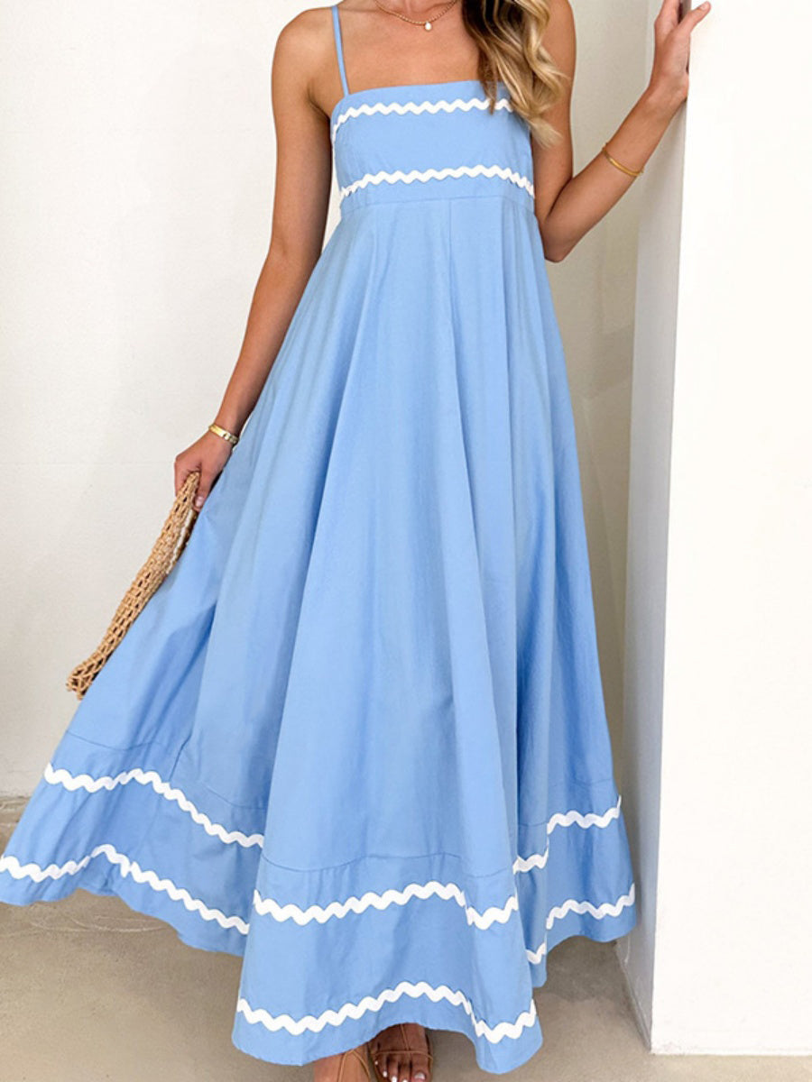 İnce Askılı Sırtı Açık A Kesim Uzun Elbise