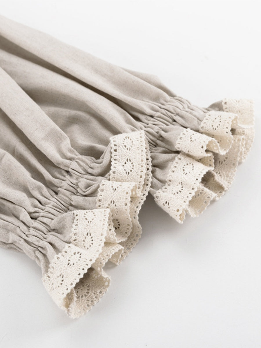 V Yakalı Fener Kollu Bol Kısa Elbise