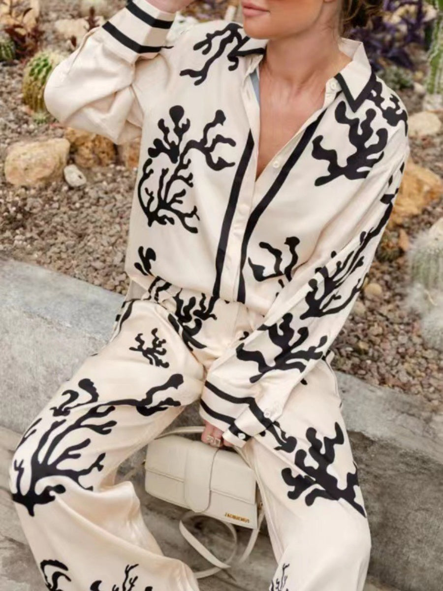 Rahat Desenli Bol Paça Takım