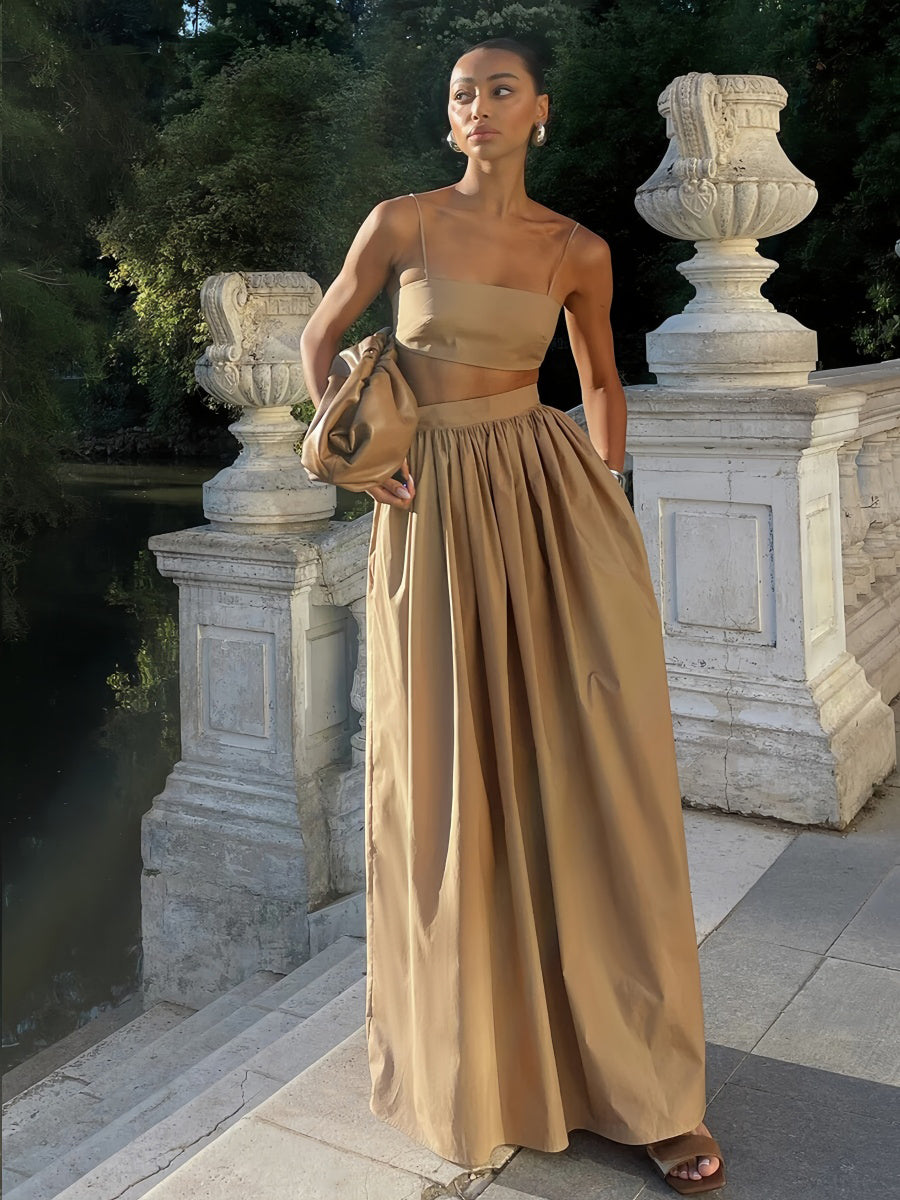 Askılı Maxi Etek Takımı