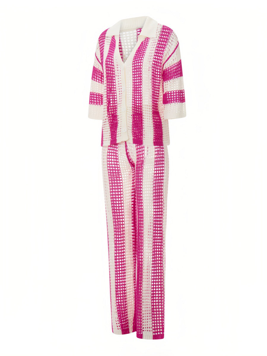 Çizgili Dantel Takım