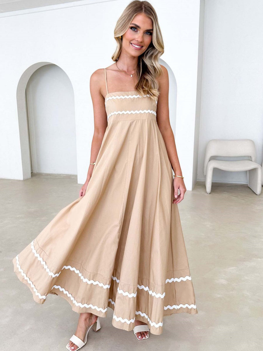 İnce Askılı Sırtı Açık A Kesim Uzun Elbise