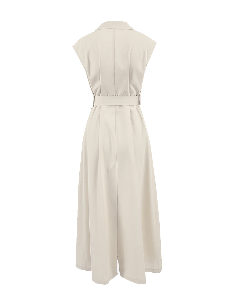 Düz Şal Yaka Yırtık Midi Elbise