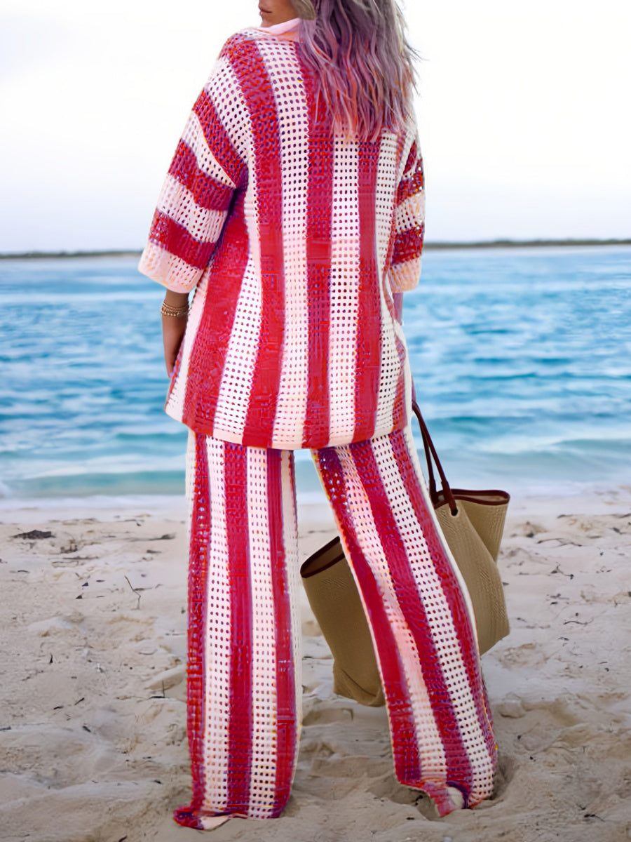 Çizgili Dantel Takım