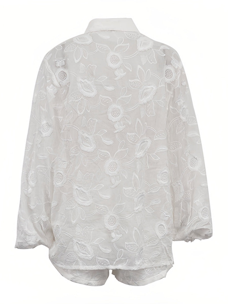 Floral Nakışlı Şort Takım