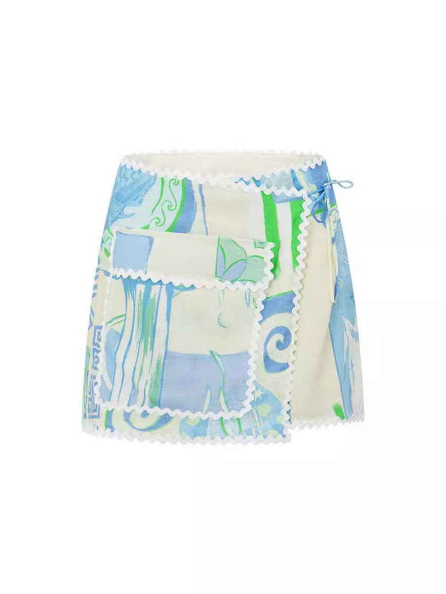 Sarmalı Mini Etek & Gömlek Takımı