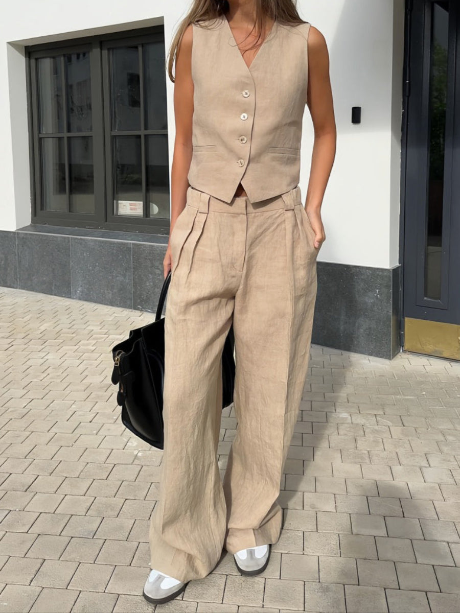 Düğmeli Yelek-Pantolon