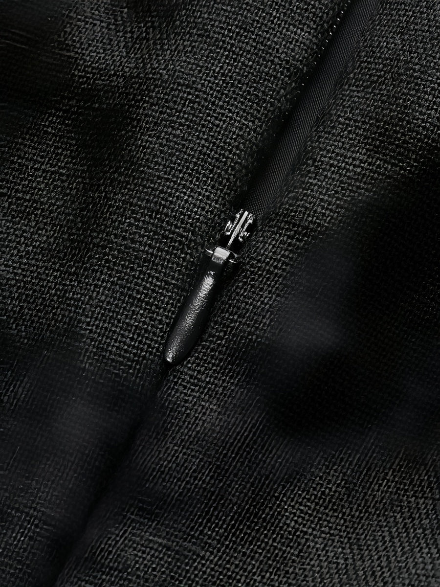 Renk Bloklu Kolsuz Askılı Midi Elbise