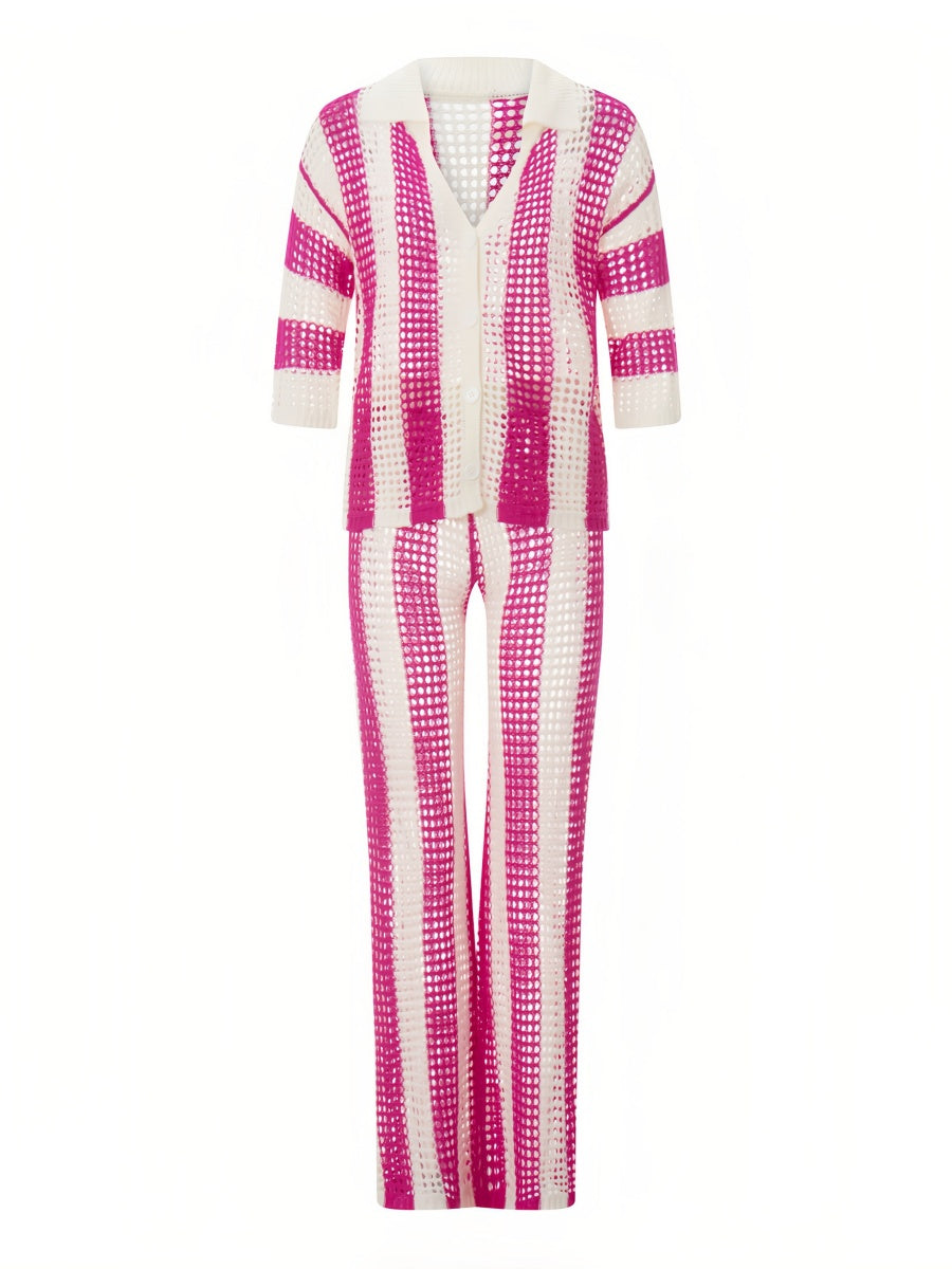 Çizgili Dantel Takım