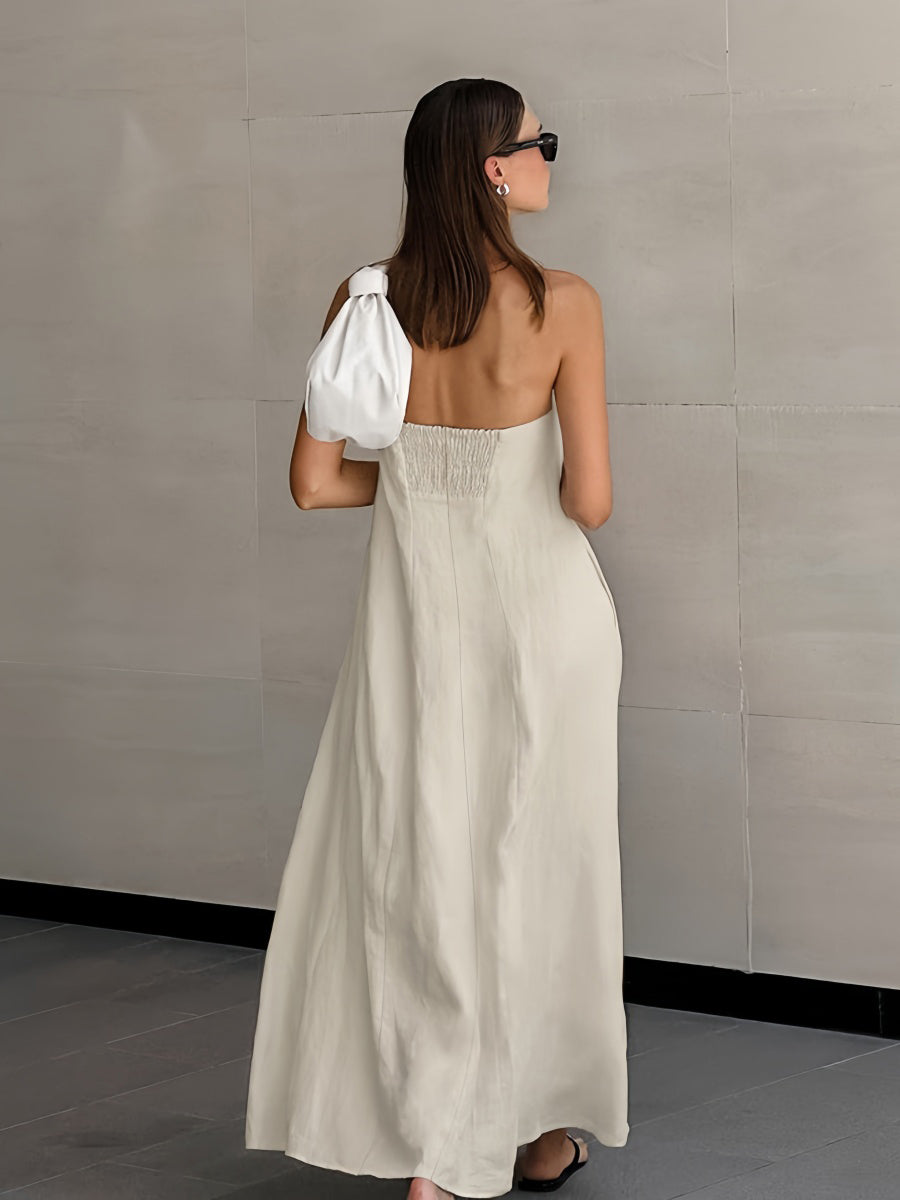 Günlük Düz Askısız Midi Elbise