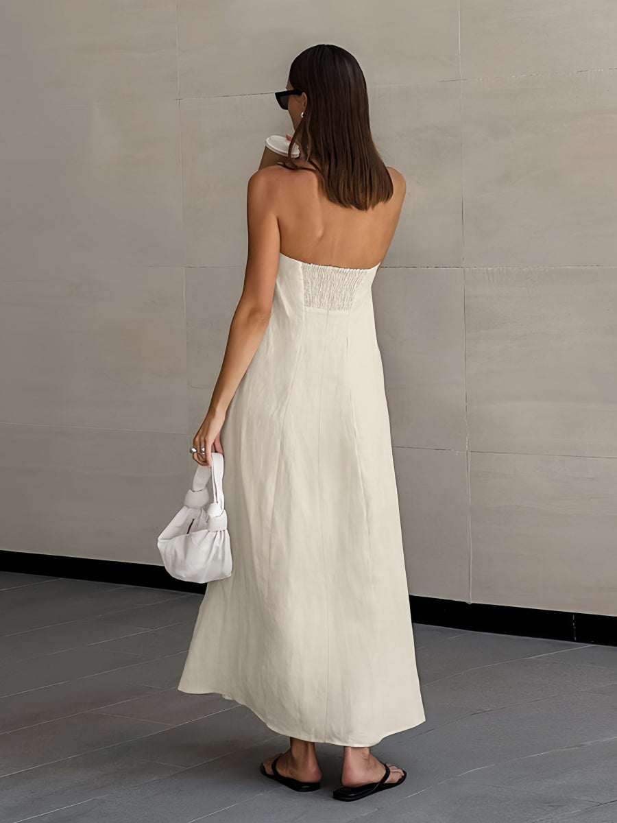 Günlük Düz Askısız Midi Elbise