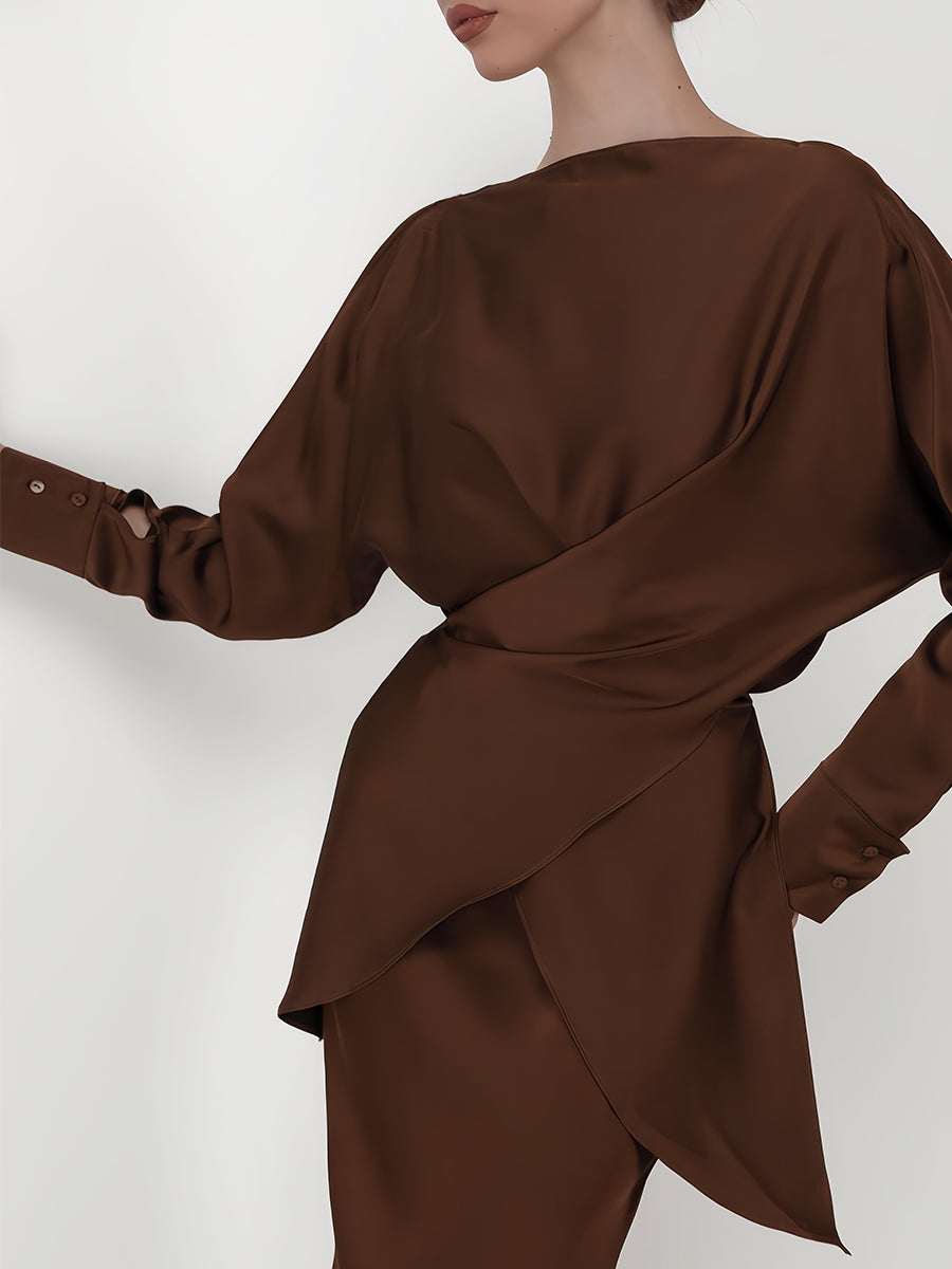 Zarif Çapraz Bağlamalı Düz Etek Takımı