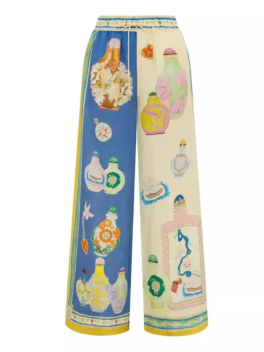 ELEN Renkli Desenli Pantolon Takımı