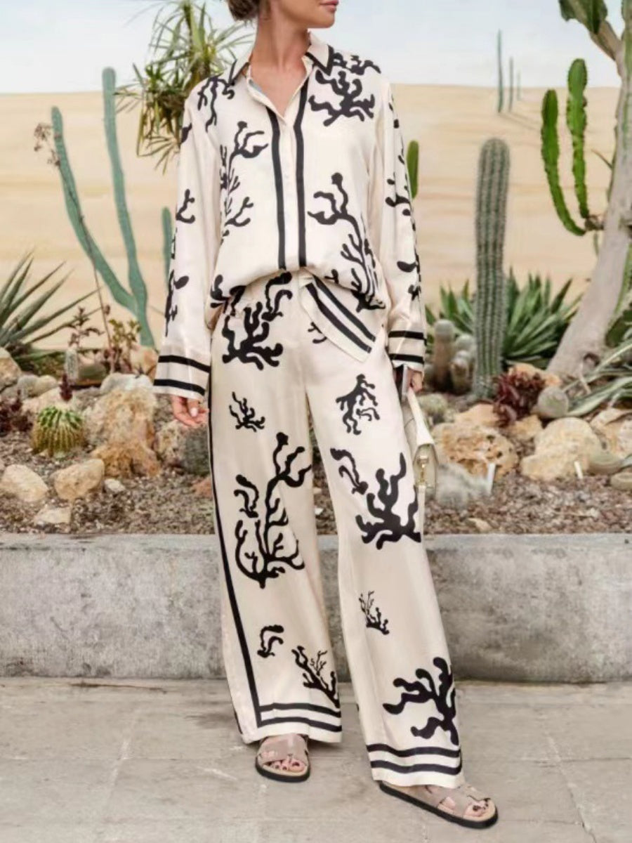 Rahat Desenli Bol Paça Takım