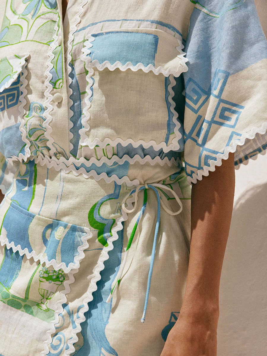 Sarmalı Mini Etek & Gömlek Takımı