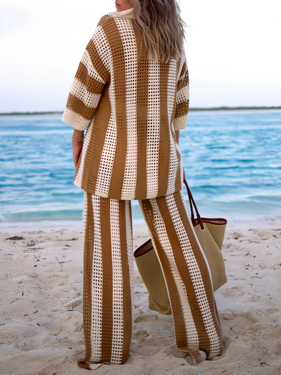 Çizgili Dantel Takım