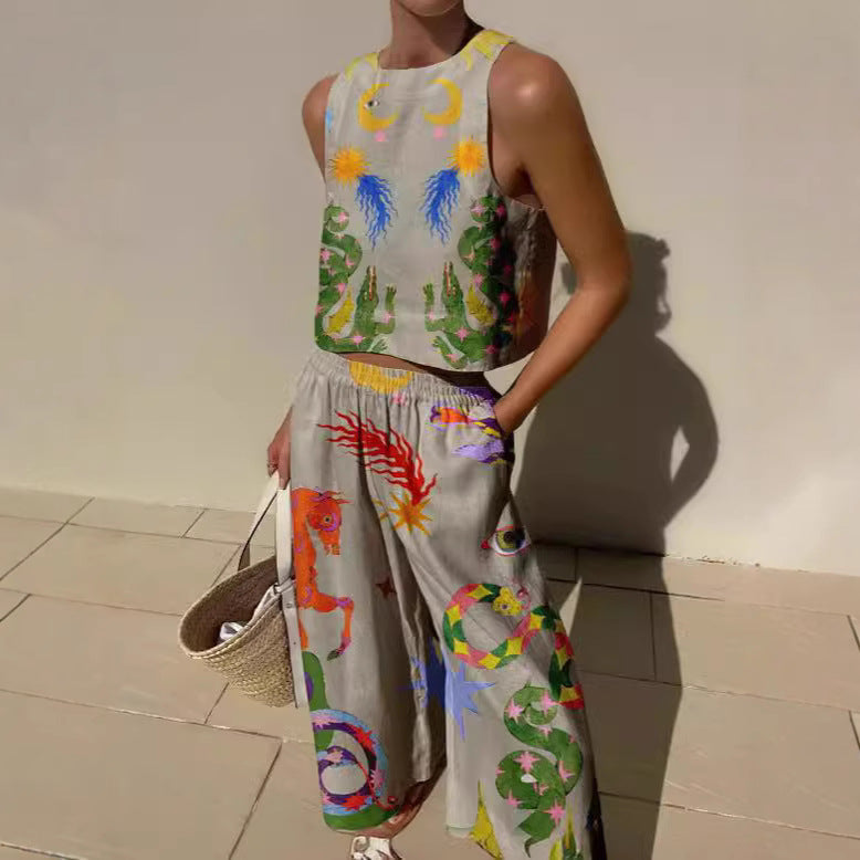 Keten Karışımlı Baskılı Takım