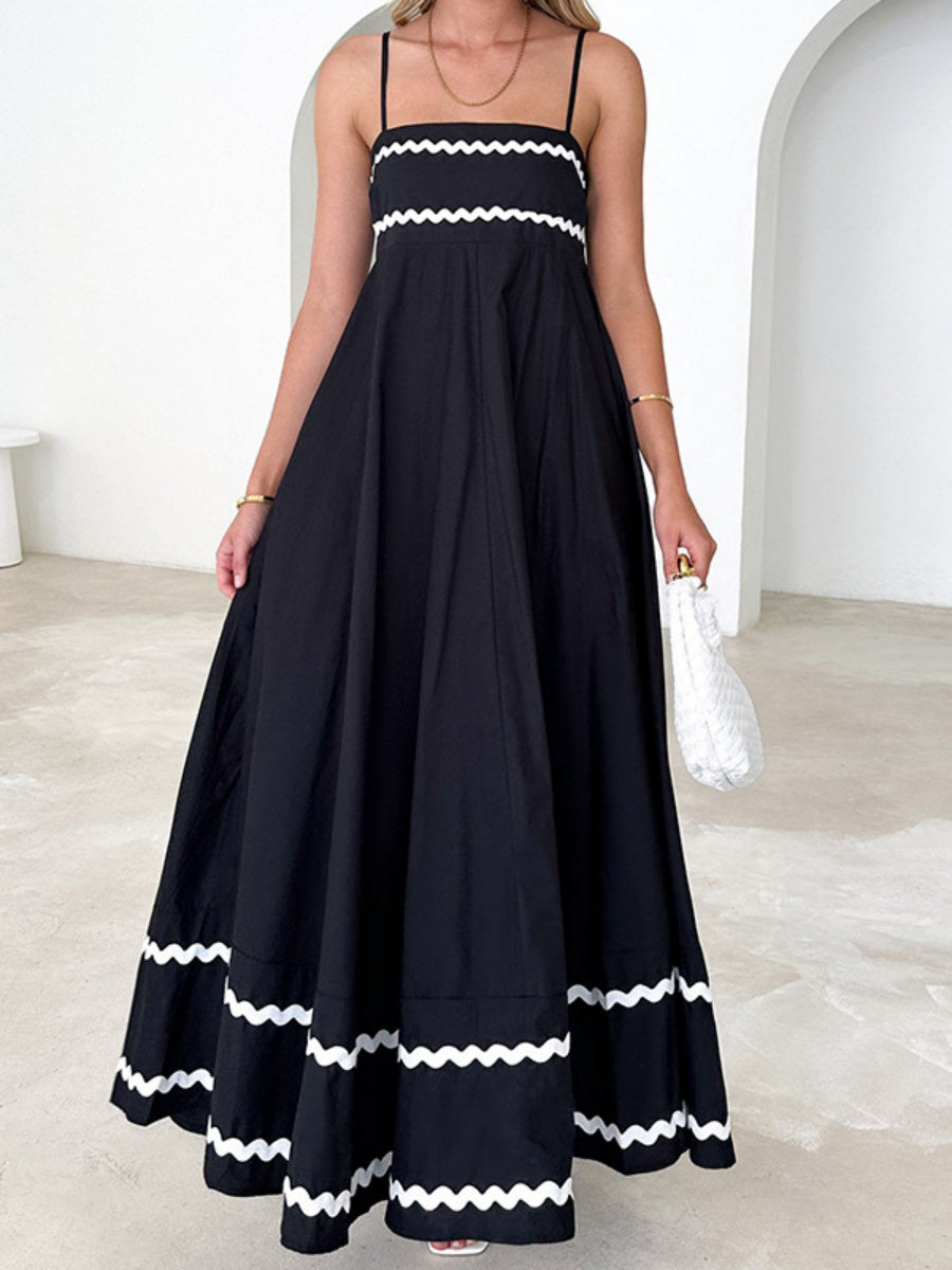 İnce Askılı Sırtı Açık A Kesim Uzun Elbise