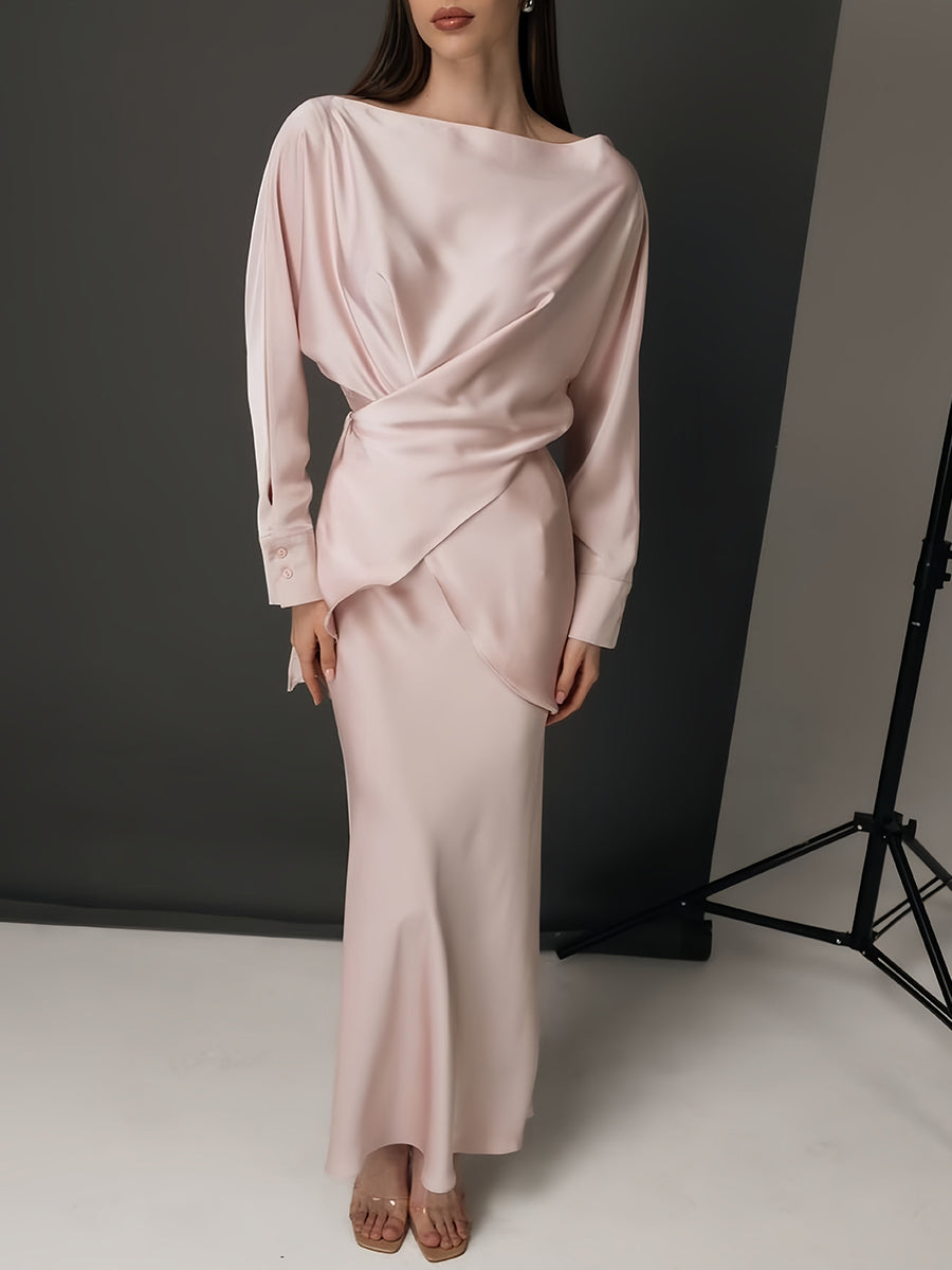 Zarif Çapraz Bağlamalı Düz Etek Takımı