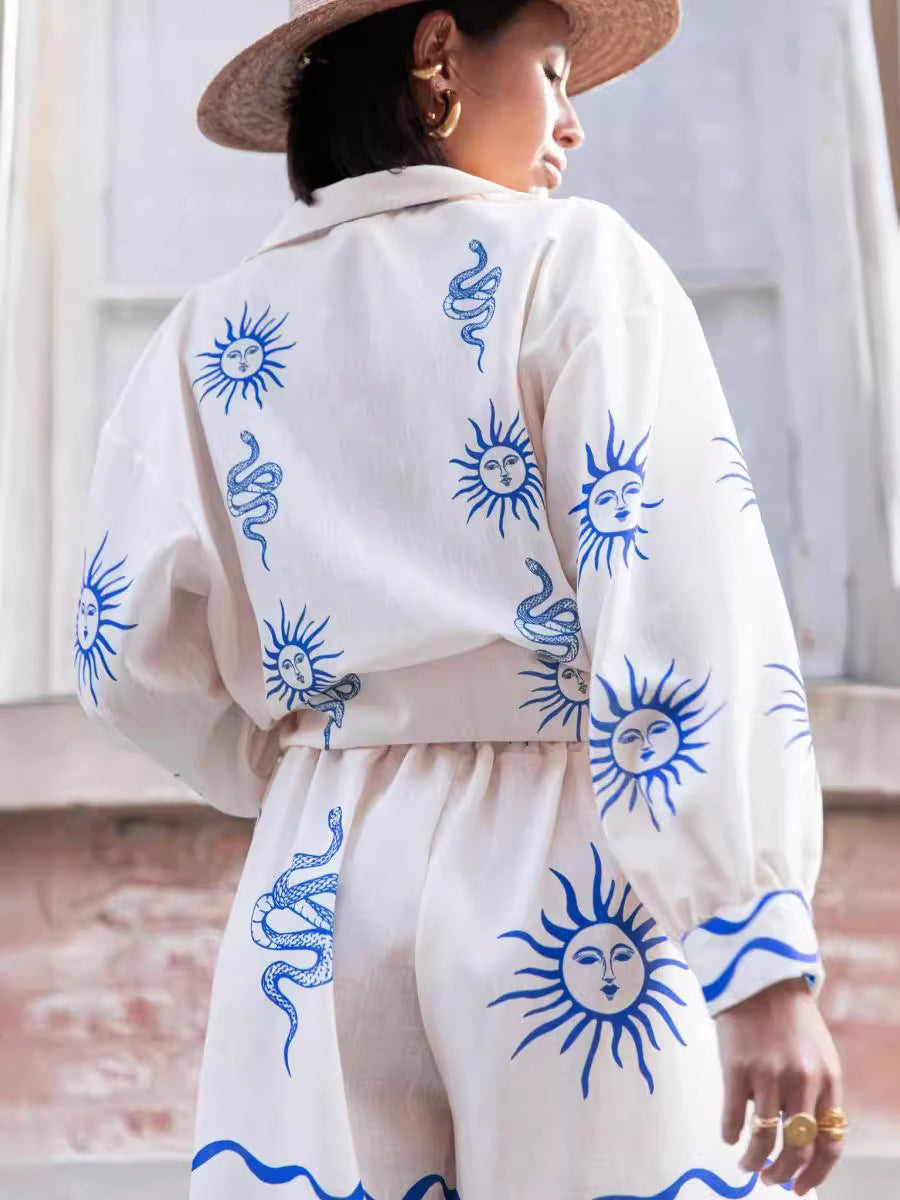 Desenli Şortlu Takım