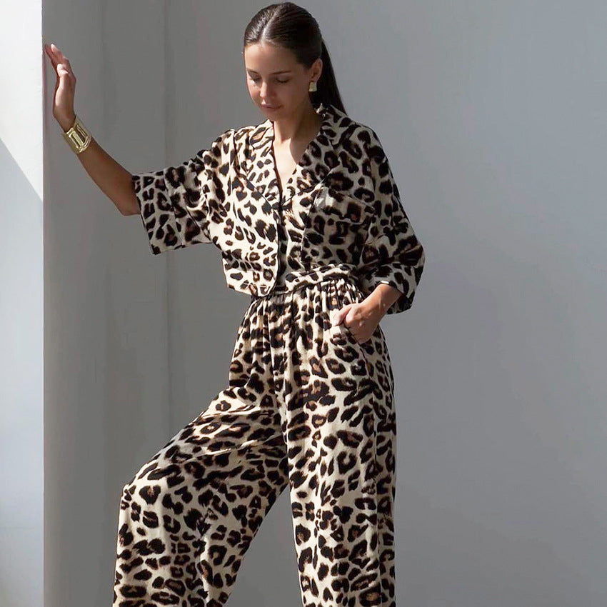 Leopar Üst ve Pantolon Takımı
