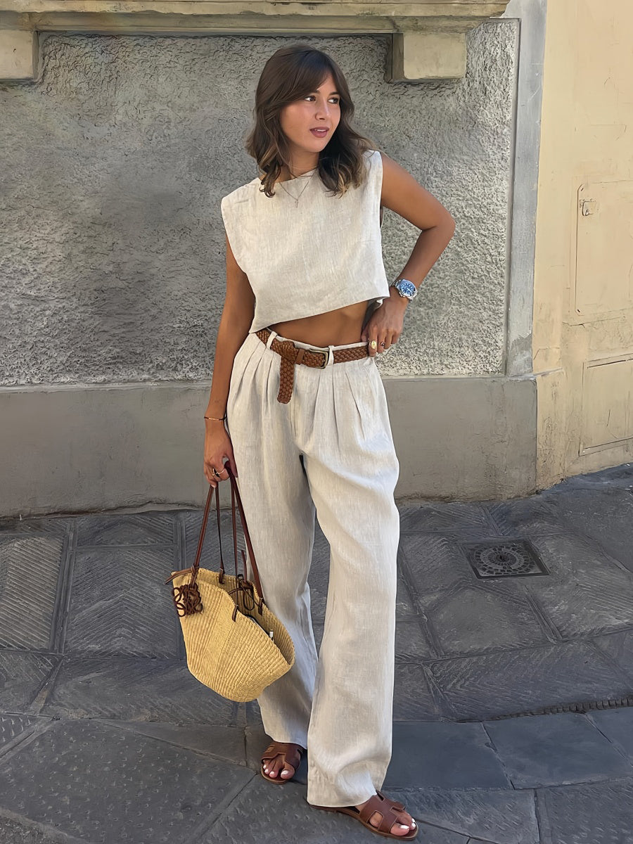 Yelekli Geniş Paça Takım