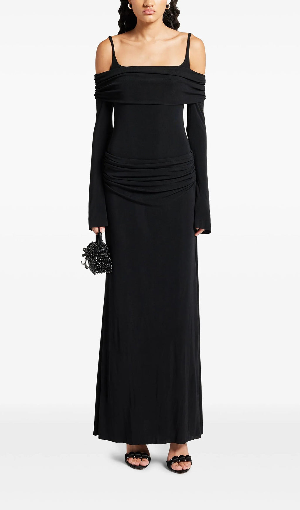 Omuz Açık Slip Uzun Elbise