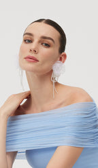 Organze Çiçek Küpeler