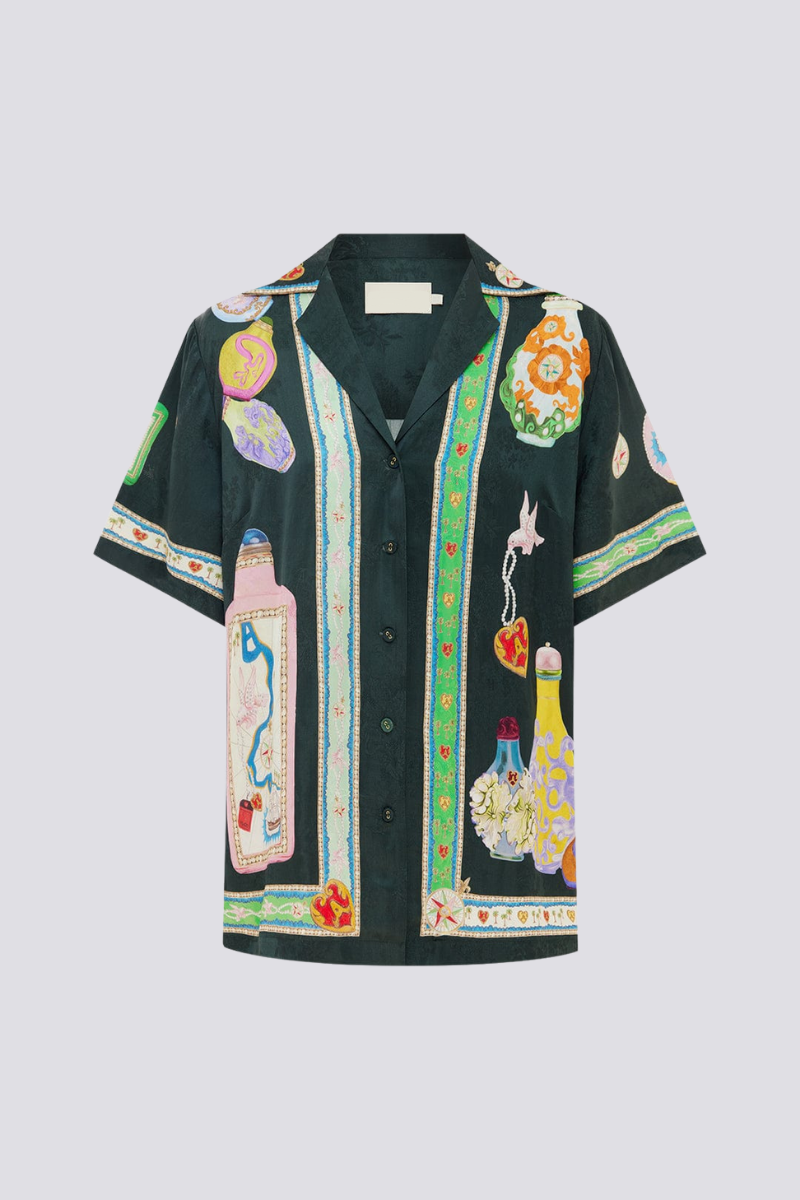 V Yakalı Desenli Pantolon Takımı