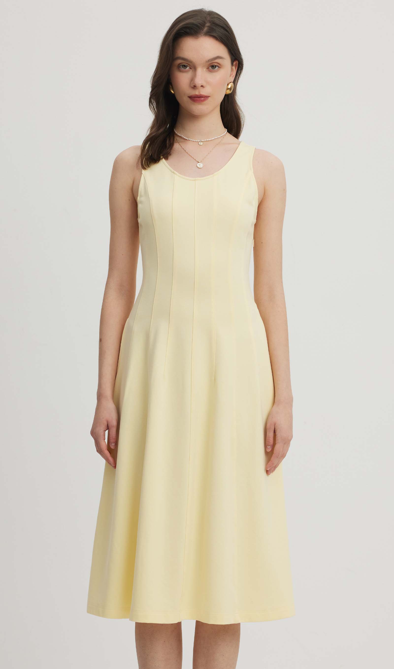 Pileli Bölünmüş Midi Elbise