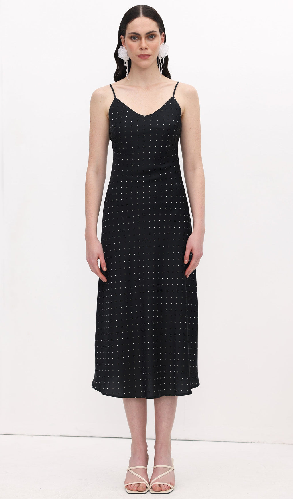Polka Dot Slip Midi Elbise
