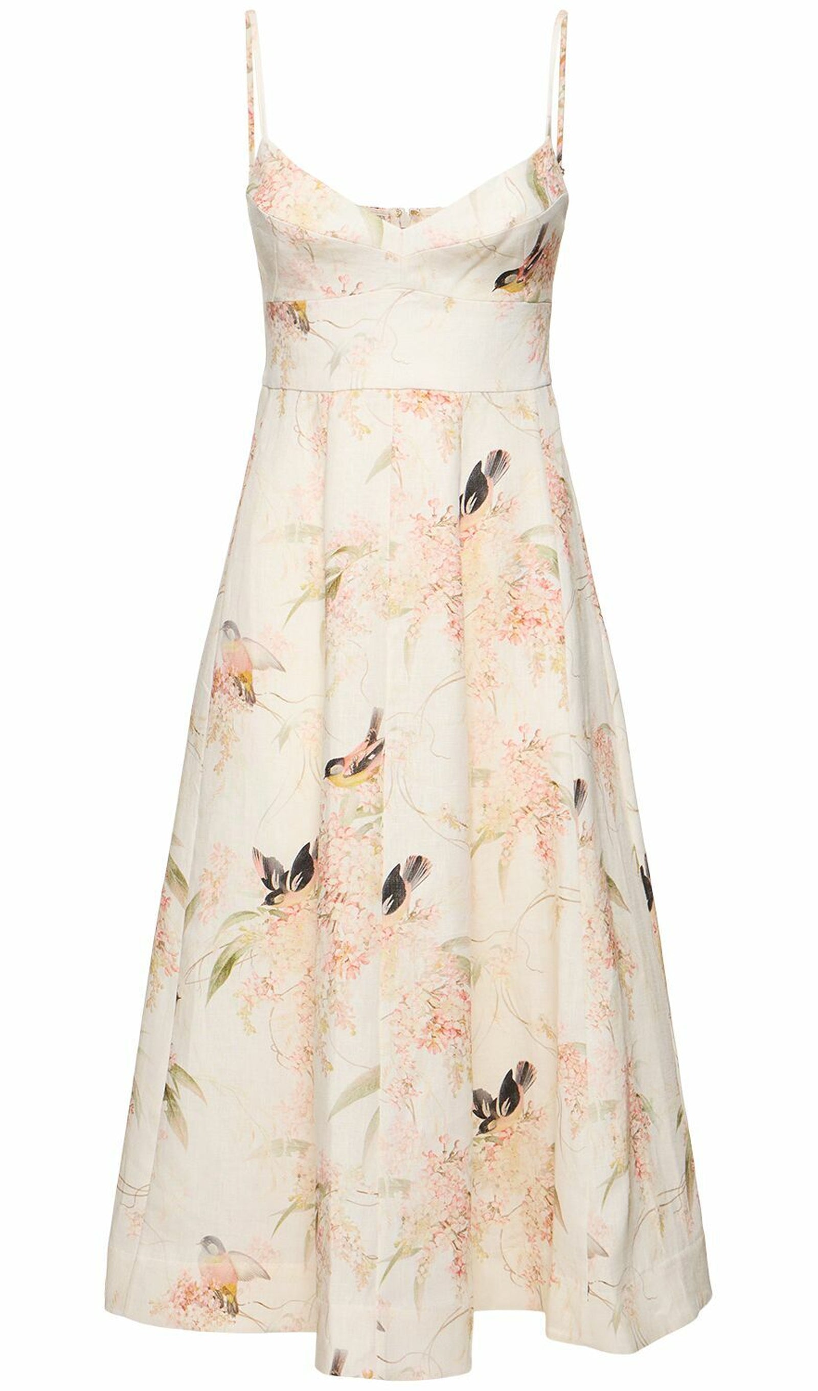 Baskılı Keten Midi Elbise