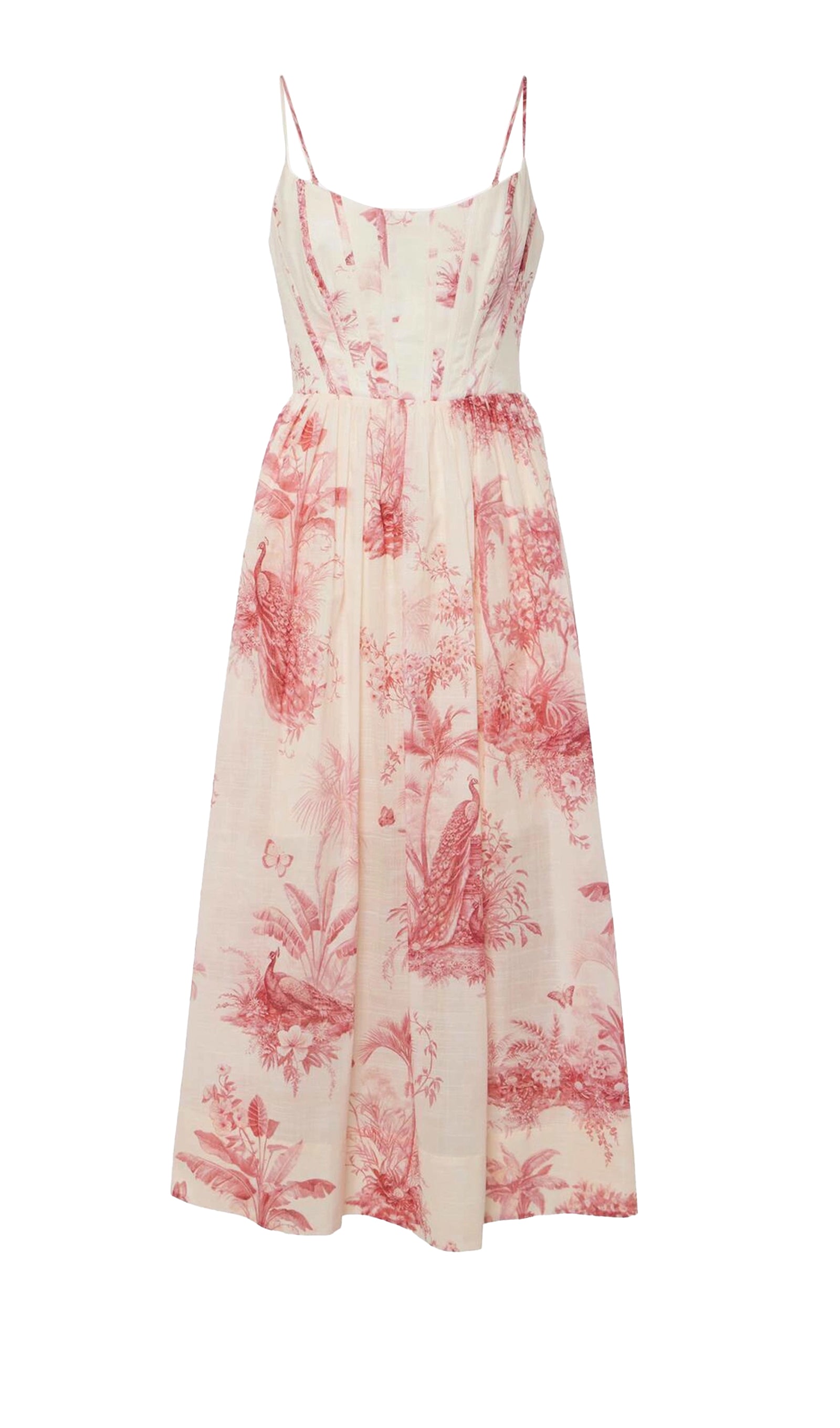 Baskılı Poplin Midi Korse Elbise